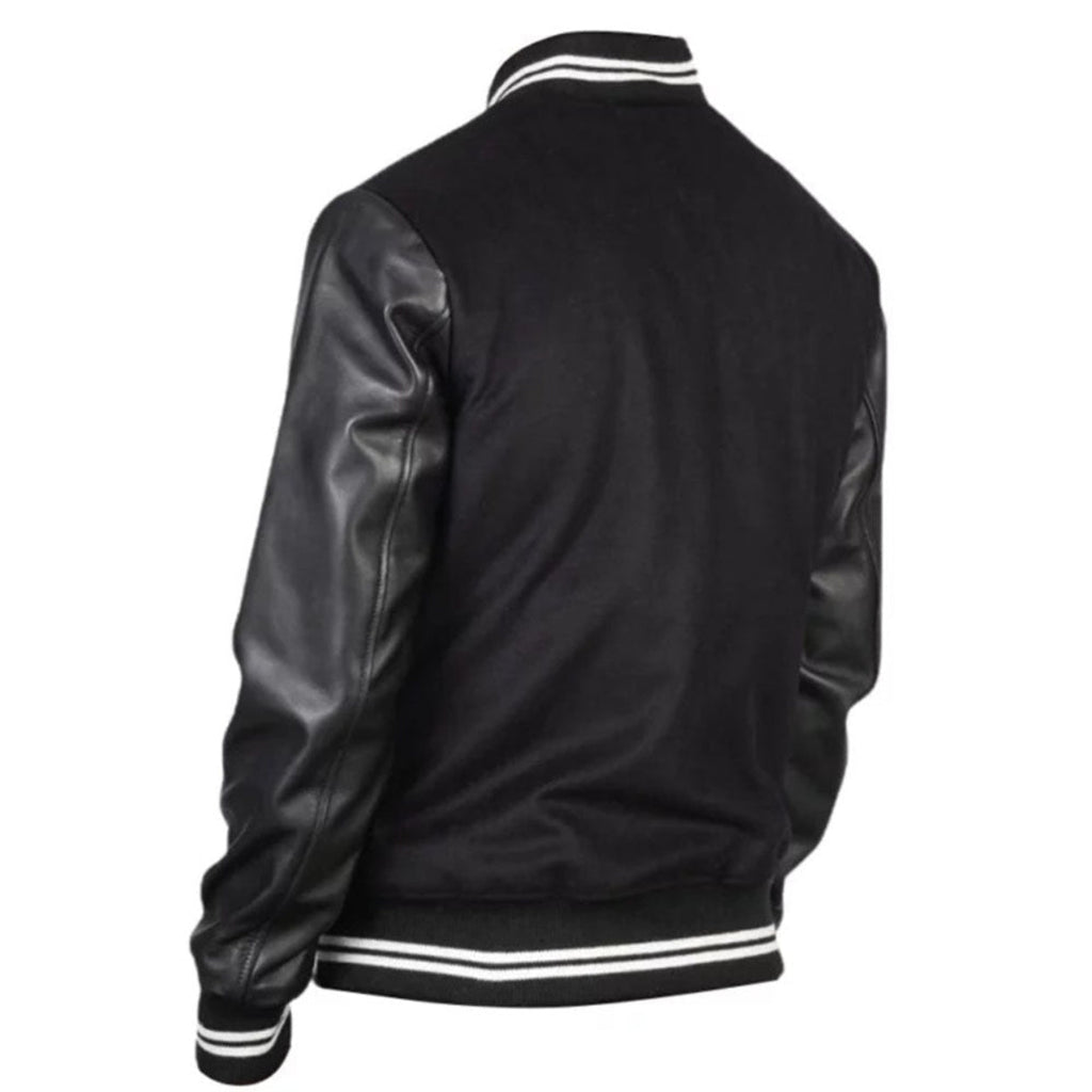 Men's Black Varsity-Style Jacket