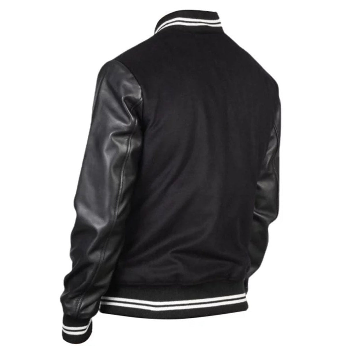 Men's Black Varsity-Style Jacket