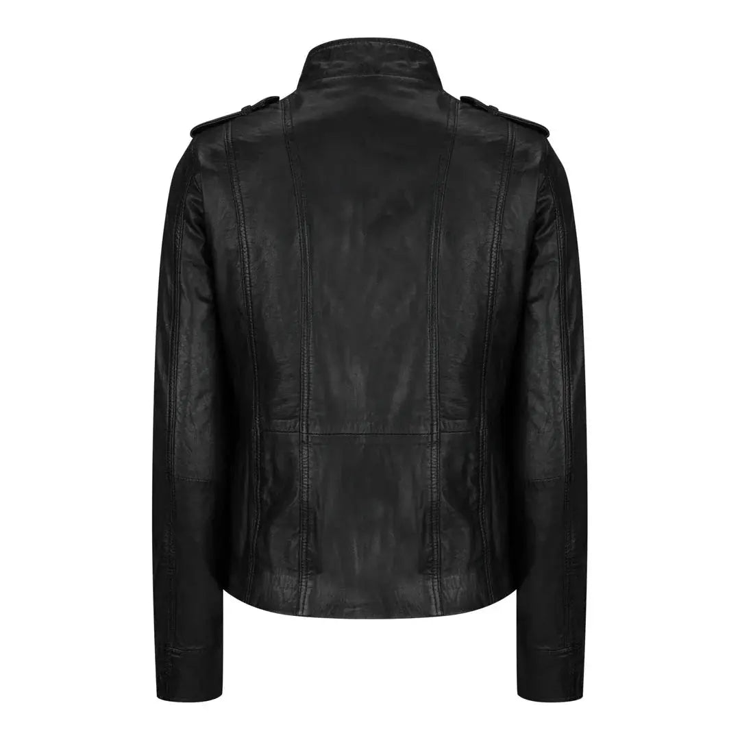 Women's Black Leather Moto Jacket