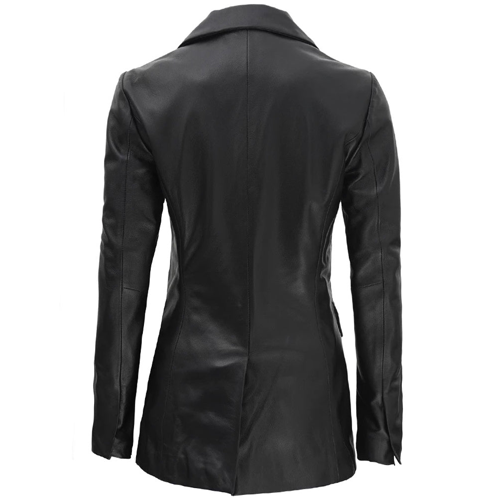 Women's Black Lambskin Leather Blazer