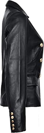 Women's Double-Breasted Leather Blazer