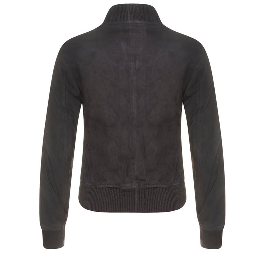 Women's Black Suede Bomber Jacket
