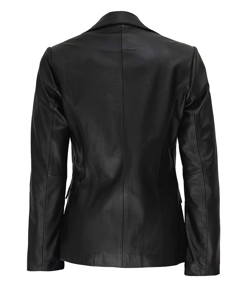 Women's Two-Button Lambskin Leather Blazer
