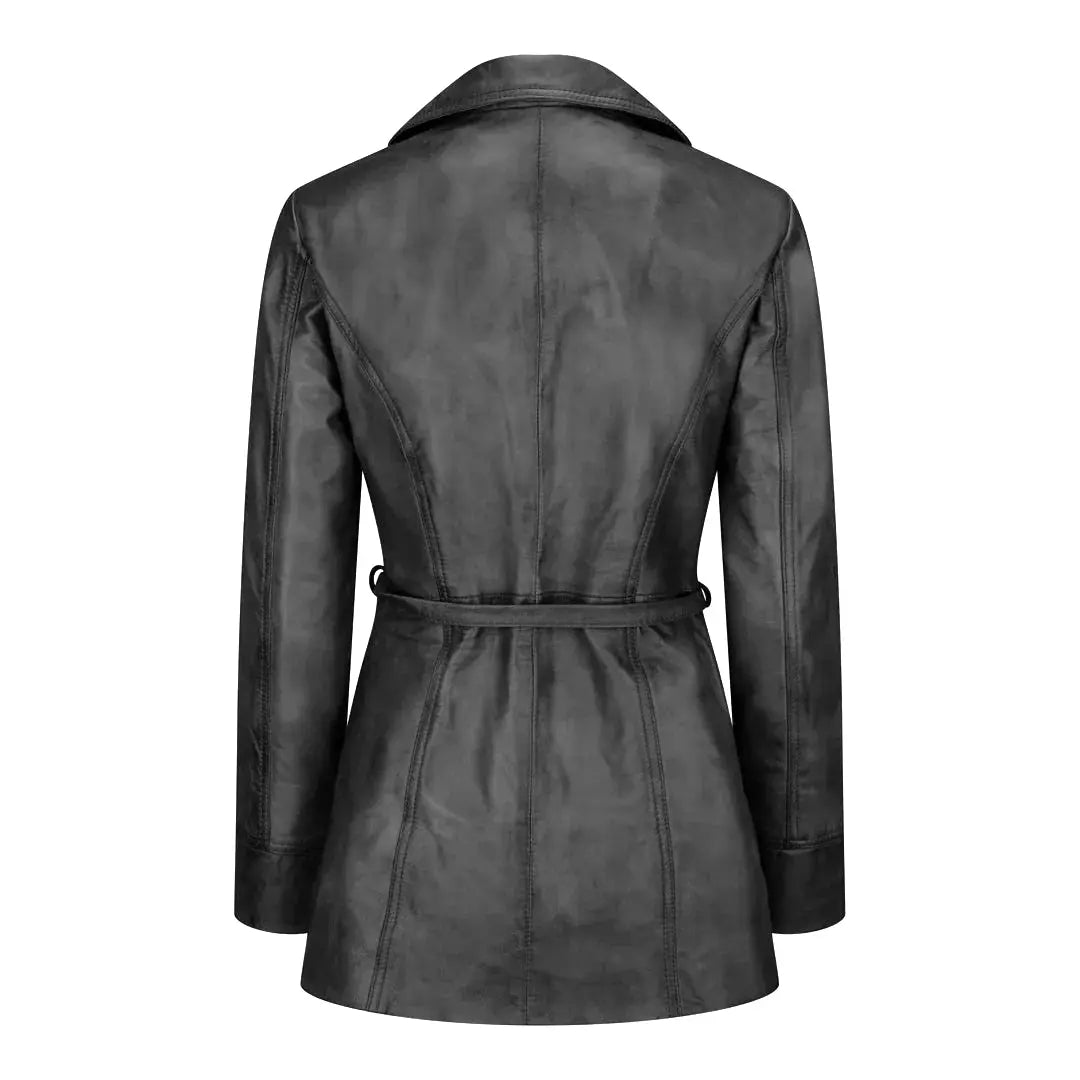 Women's Belted Leather Biker Jacket