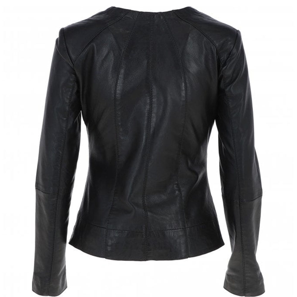 Women's Quilted Black Leather Biker Jacket