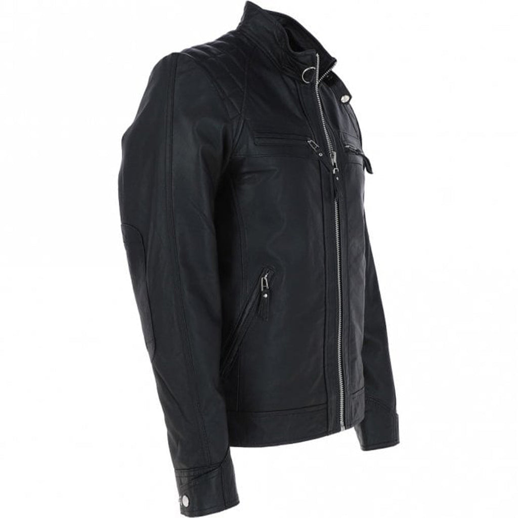 Men's Four-Pocket Leather Moto Jacket