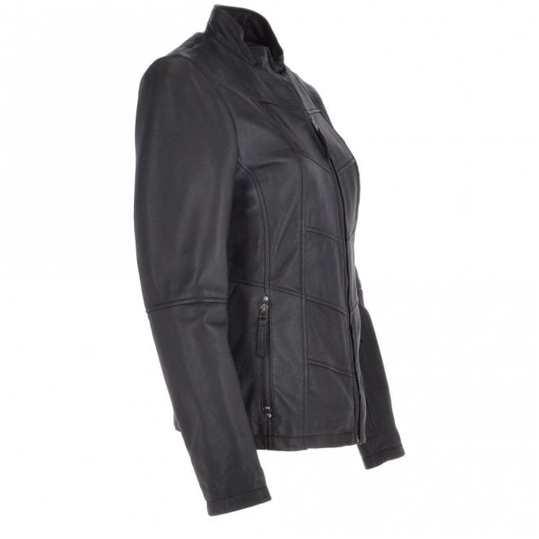 Women's Chevron Leather Biker Jacket