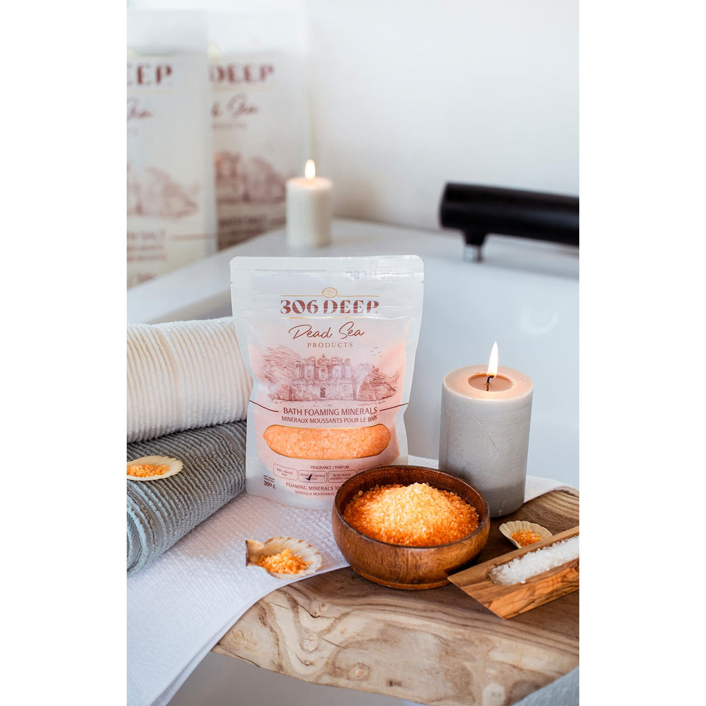 306 Deep Dead Sea Foaming Orange Bath Salts – Coarse Mineral Soak with Orange Essential Oils
