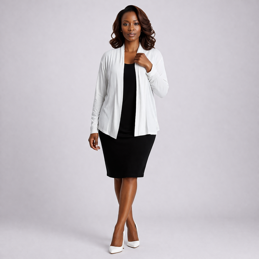 Scallop Hem Lace Back Open Front Cardigan
