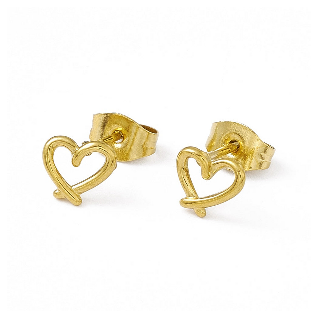 Small Gold Heart Stud Earrings