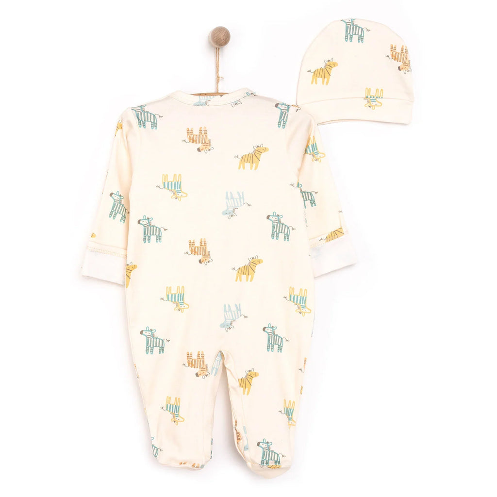 HelloBaby Zebra Print Footed Baby Sleepsuit & Hat Set (Newborn to 9 Months)