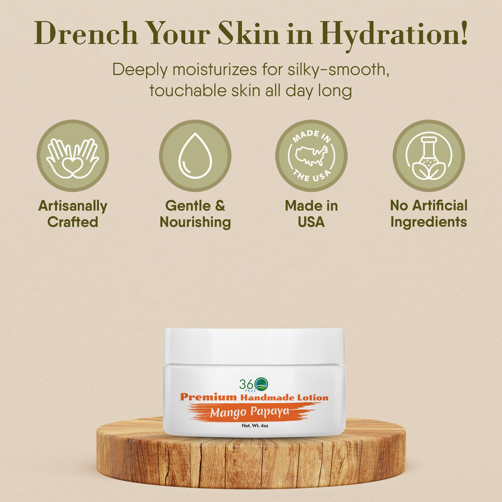 360Feel Mango Papaya Body Lotion — Hydrating Plant-Based, Non-Greasy for Sensitive Skin