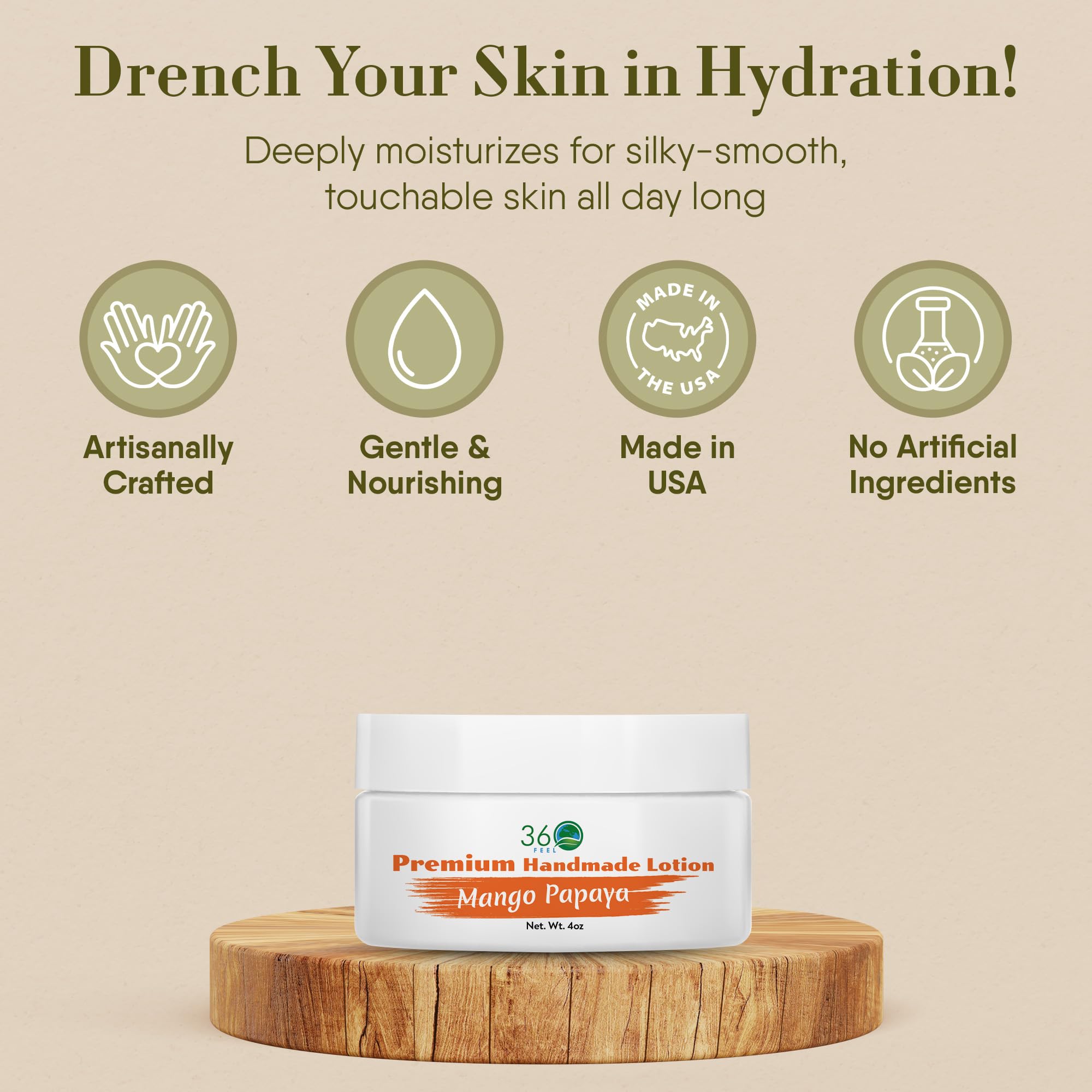 360Feel Mango Papaya Body Lotion — Hydrating Plant-Based, Non-Greasy for Sensitive Skin