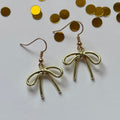 Cool gold or silver dangle bow earrings