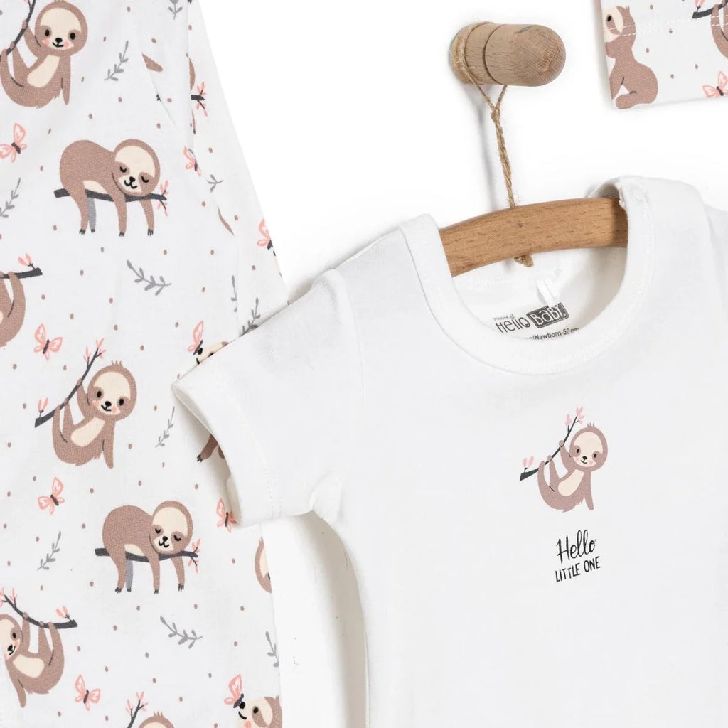 HelloBaby Girl Jumpsuit-Body-Hat - Ecru