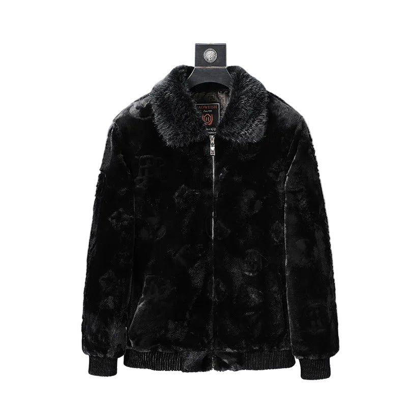 Mens Western-style Jacket Fur Coat Sweater