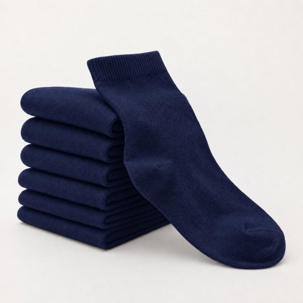 Sock Stack 6 Pairs Kids Cotton Rich School Socks Ankle Breathable Durable Uniform Unisex