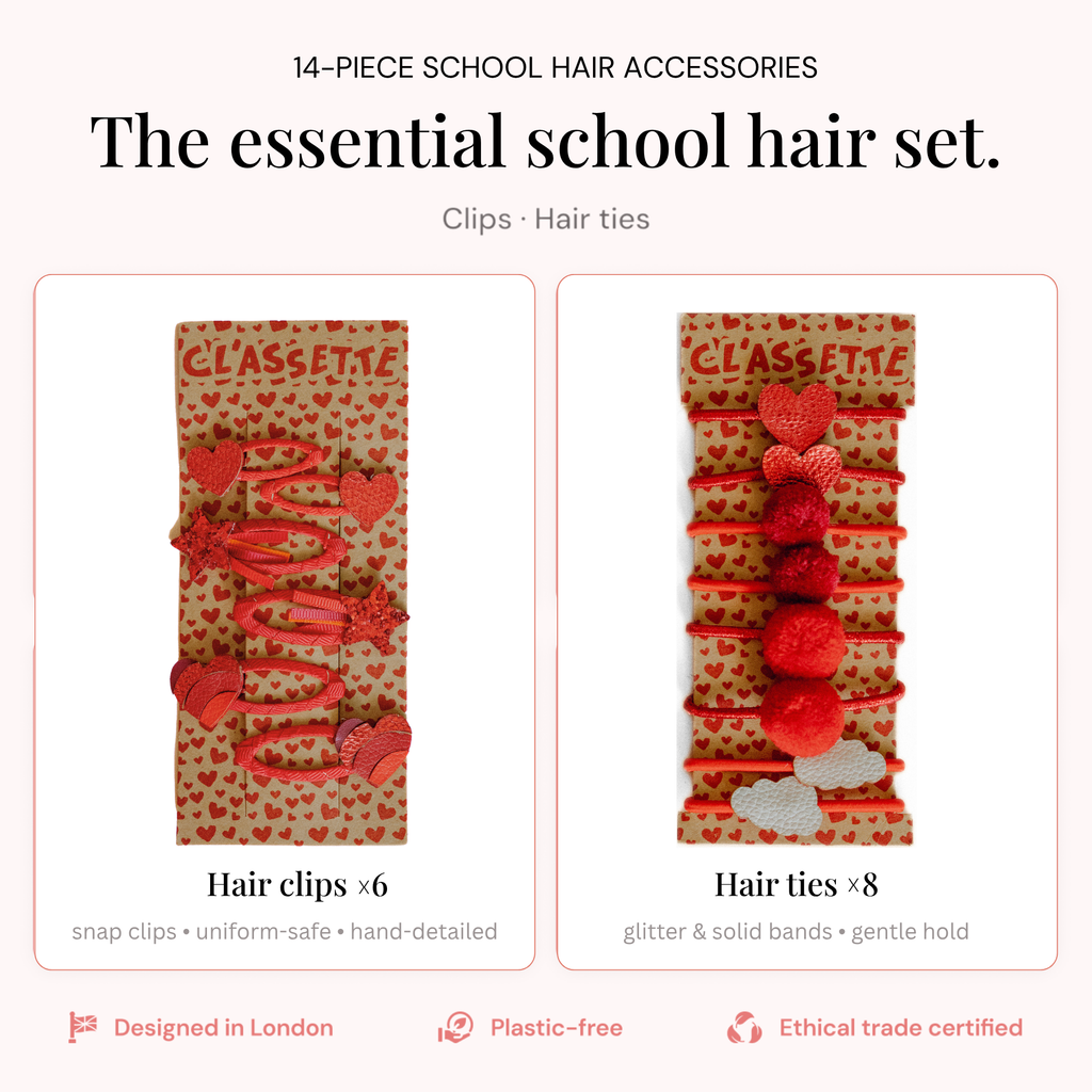 Red School Hair Clips & Bobble Hair Ties | The Essential Set
