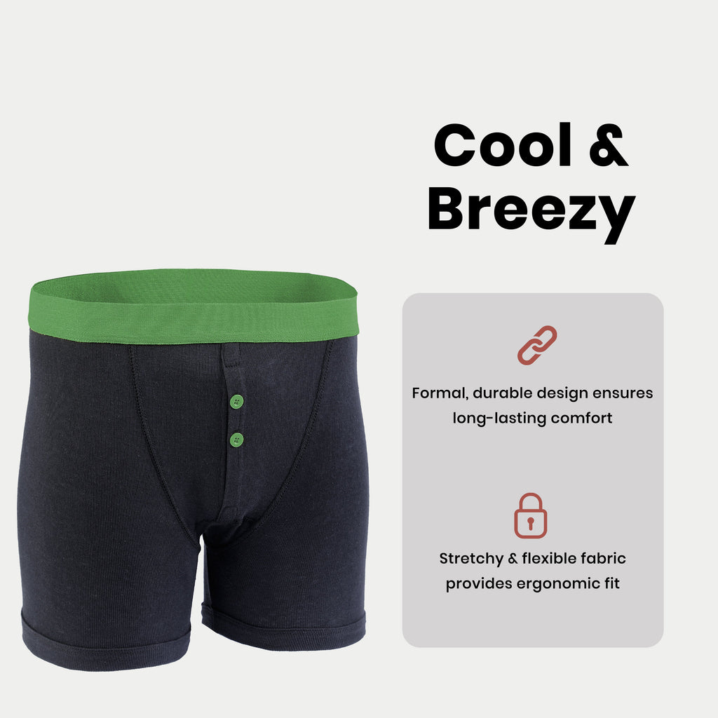 Sock Stack Boxer Shorts 12 Pack Black Cotton Blend Breathable Comfortable Stretch Button