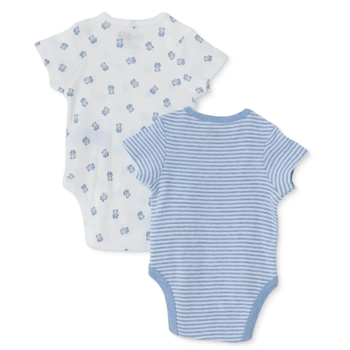 HelloBaby Boys 2-Pack Short Sleeve Bodysuits Striped with Poppers Envelope Neck Short Sleeve - Light Blue