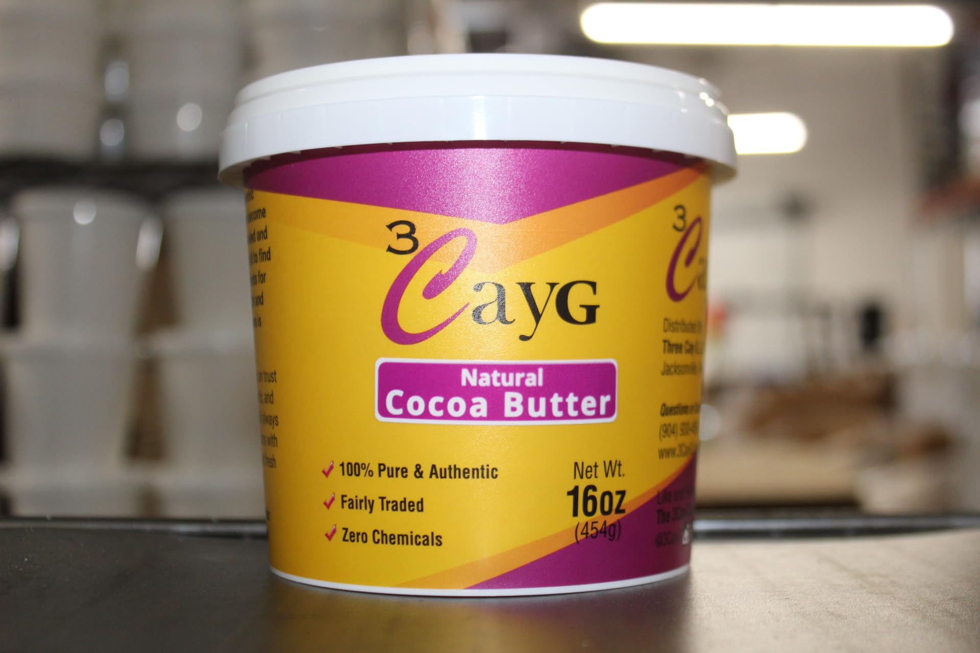 3CAYG Natural Cocoa Butter 1LB – Raw, Unrefined Skin Moisturizer & Hair Conditioner