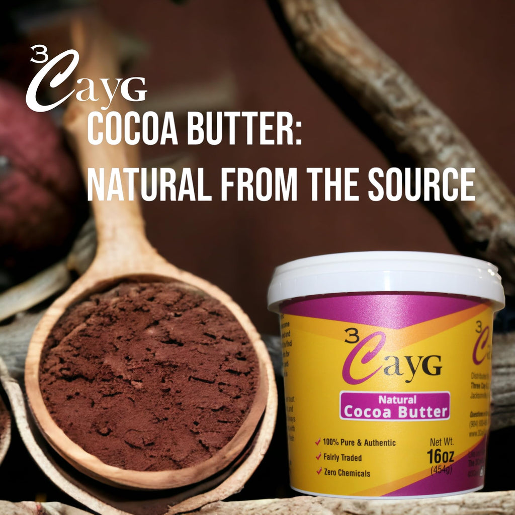 3CAYG Natural Cocoa Butter 1LB – Raw, Unrefined Skin Moisturizer & Hair Conditioner