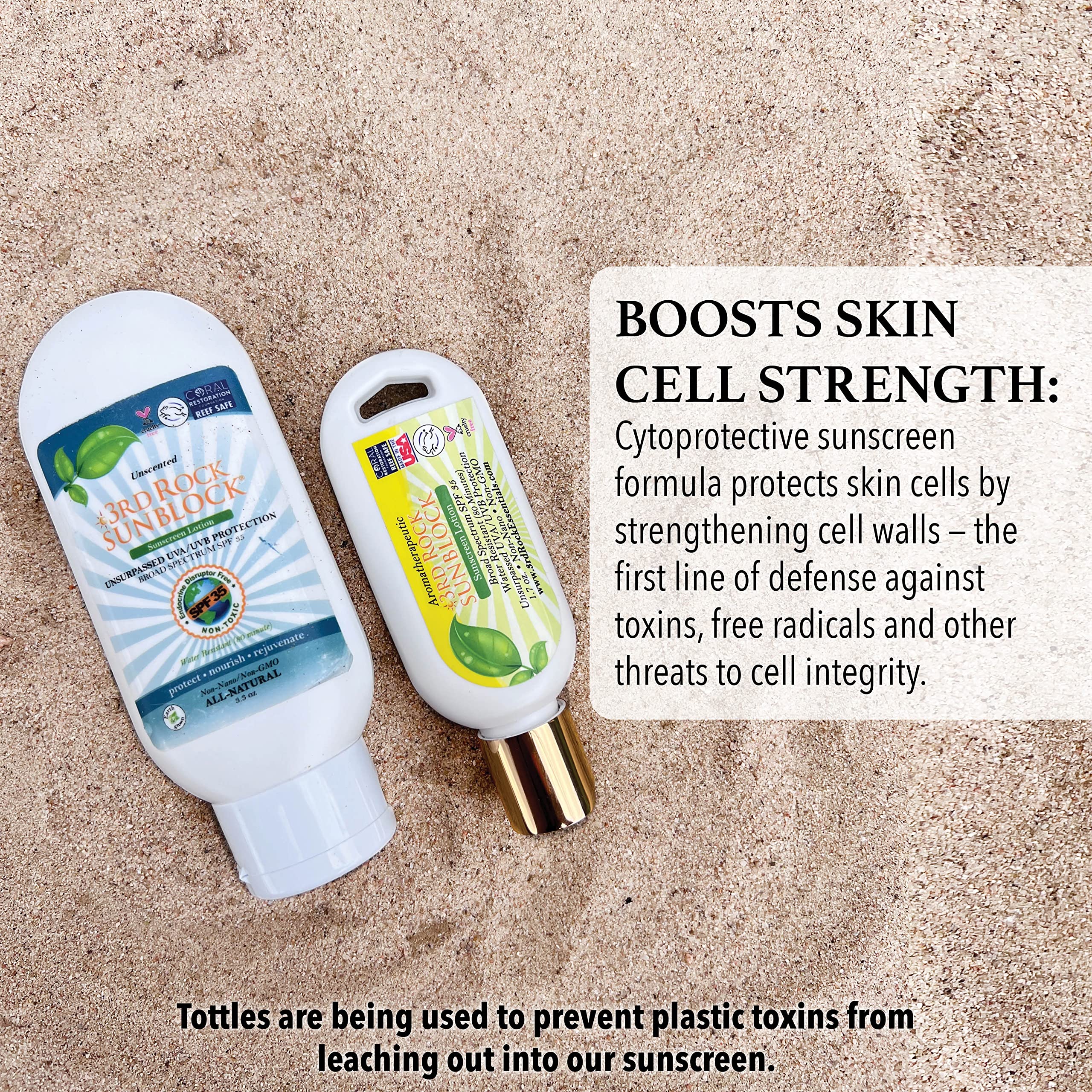 3rd Rock Essentials Sunblock SPF 35 | All Natural Organic Zinc Sunscreen (3.3 oz) – 3 Pack