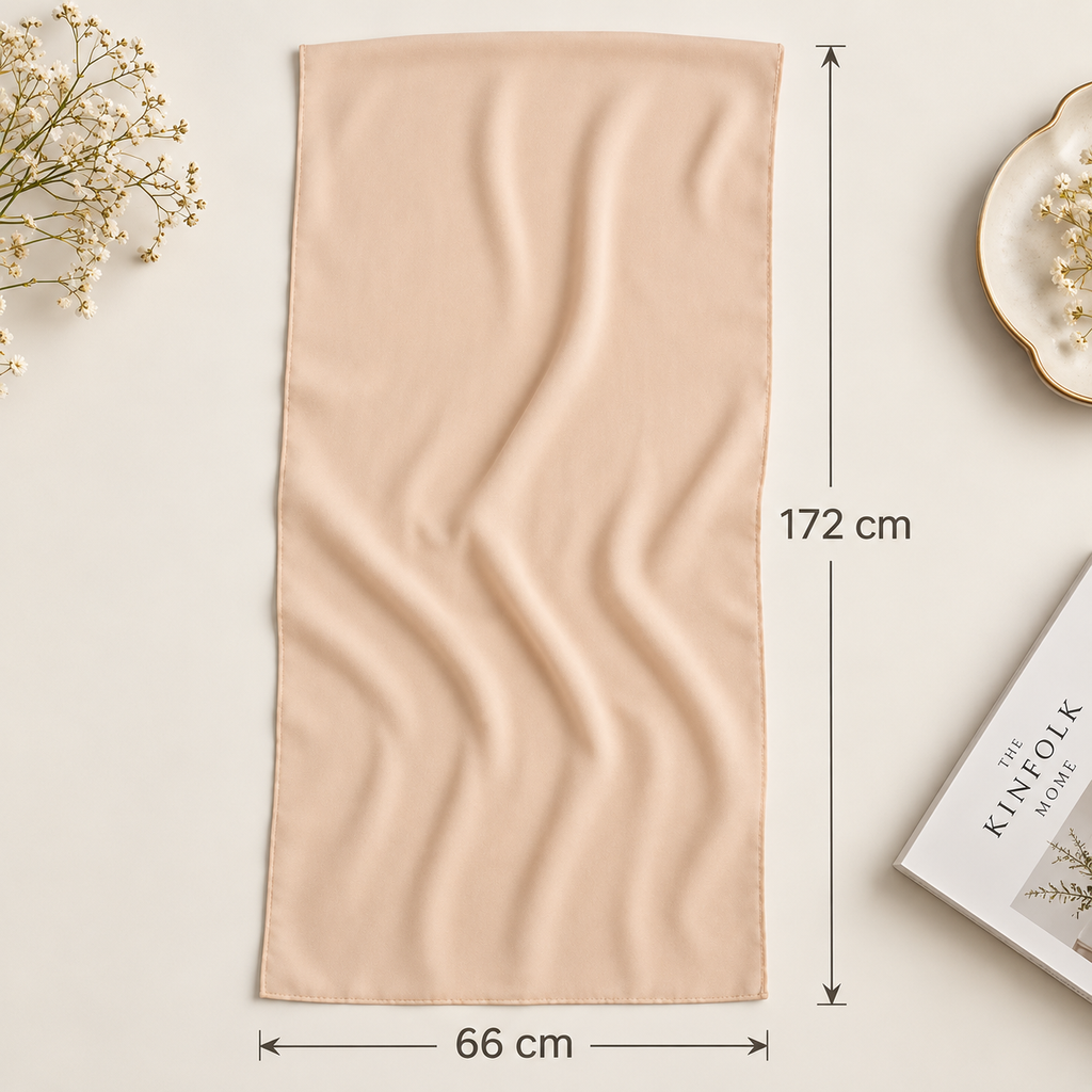 Soft Peach Georgette Scarf  Hijab Lightweight Nude Apricot Shawl Wrap