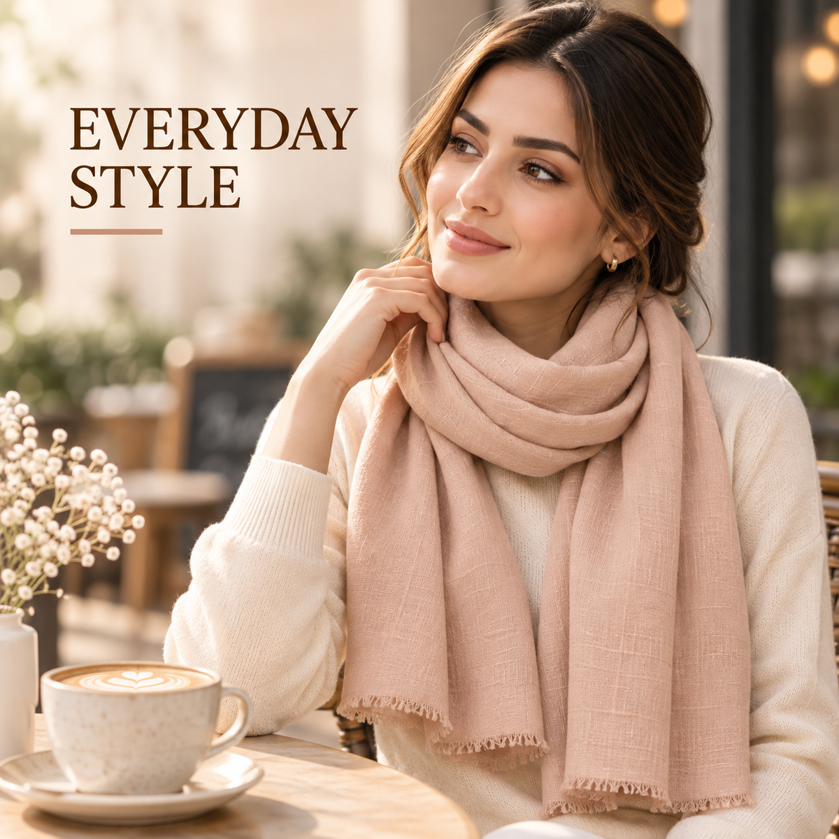 Peach Nude Cotton Scarf – Soft, Comfortable Everyday Essential