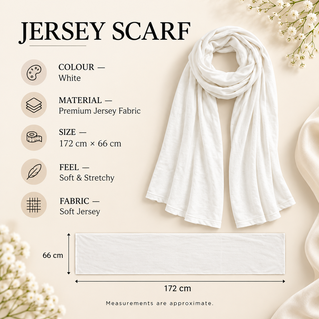 Premium Jersey Scarf Soft Stretchy Lightweight Hijab Wrap Headscarf Shawl Plain