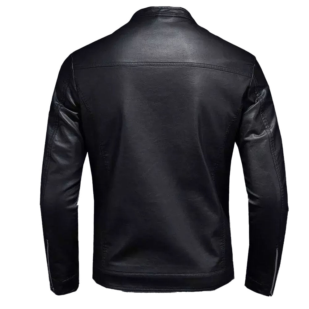 Men's Fitted Black Leather Cafe Racer