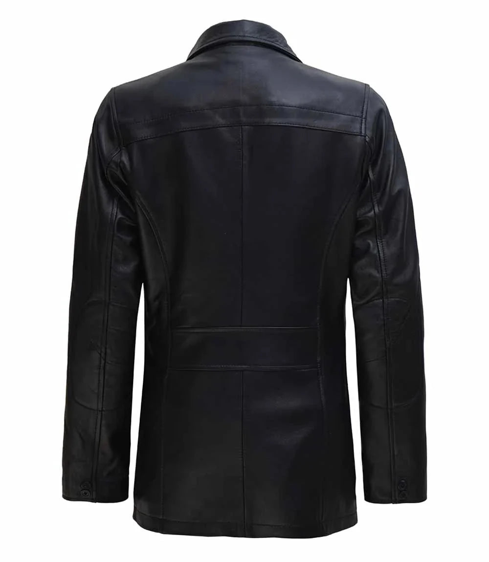 Women's Three-Quarter Leather Zip Coat
