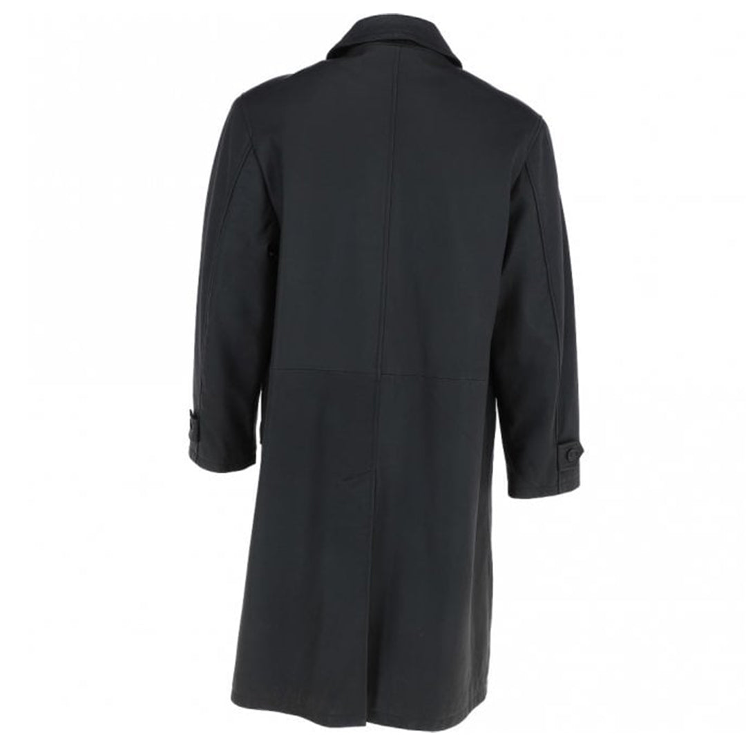 Men's Black Leather Overcoat
