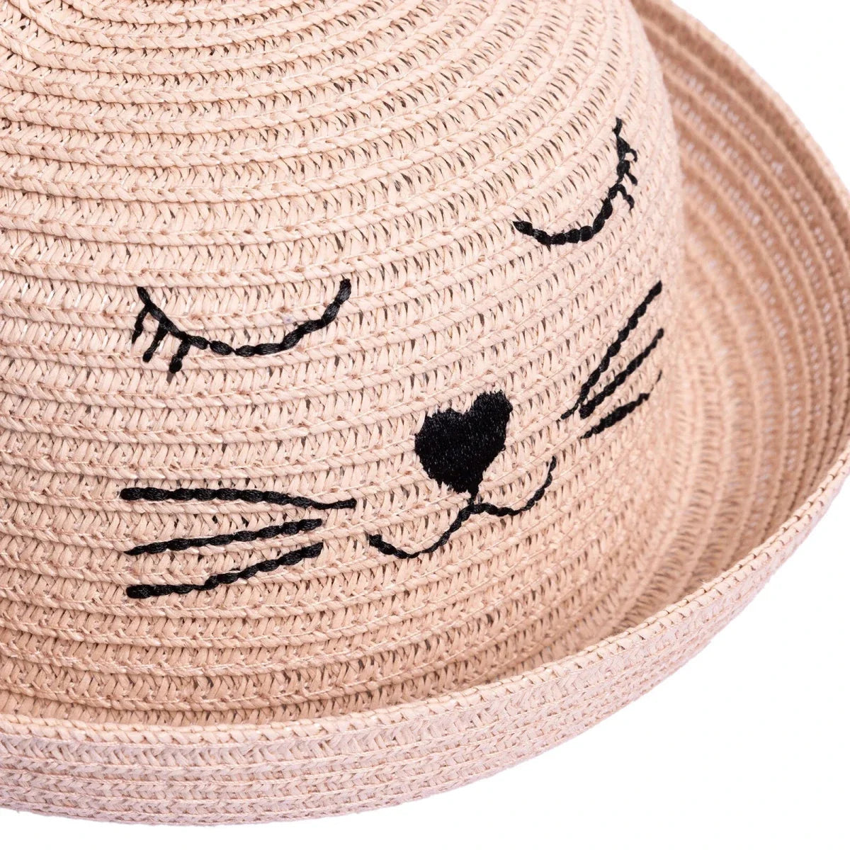 HelloBaby Cat Design Straw Baby Hat (12 Months to 1-4 Years) - Powder
