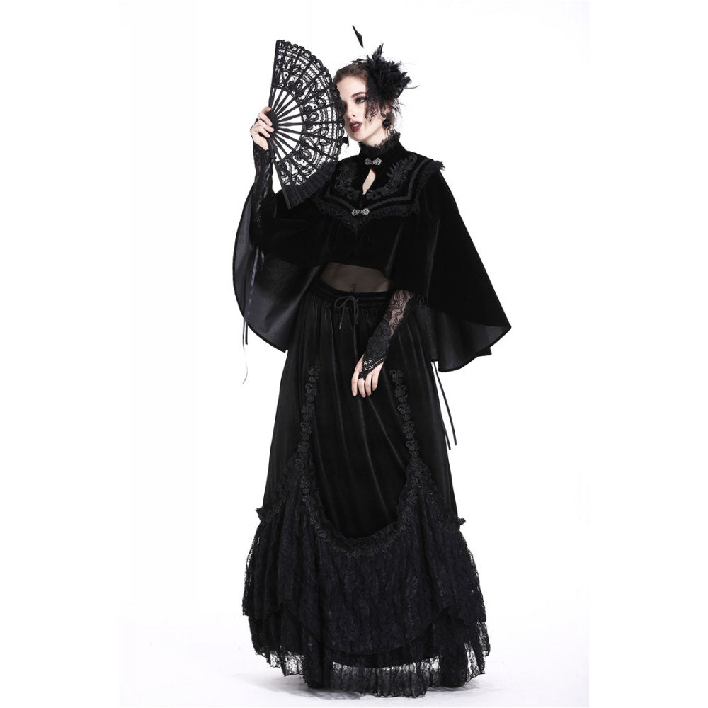 Dark in Love Gothic Elegance Black Lace Fan - Victorian-Inspired Accessory