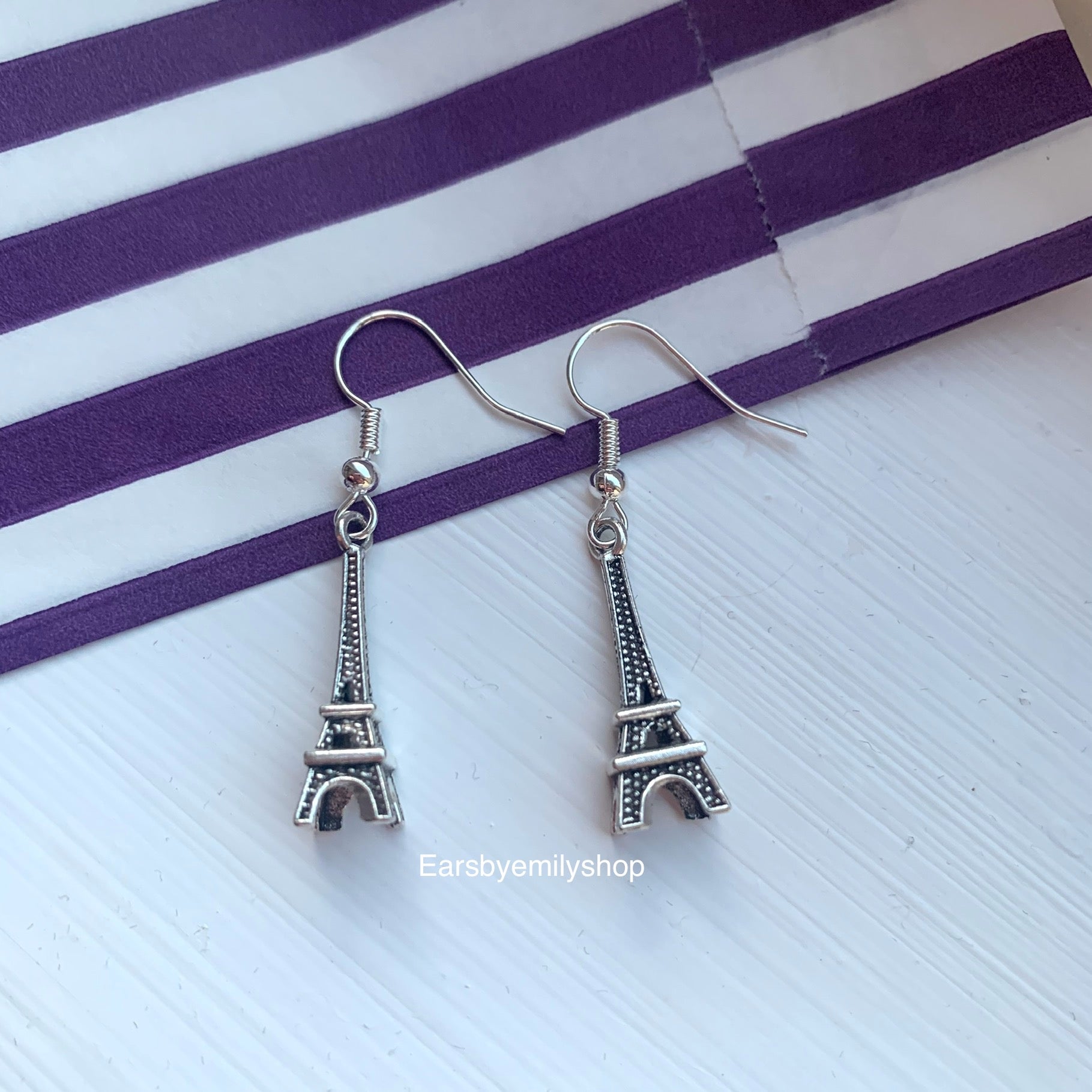 Silver Eiffel Tower earrings