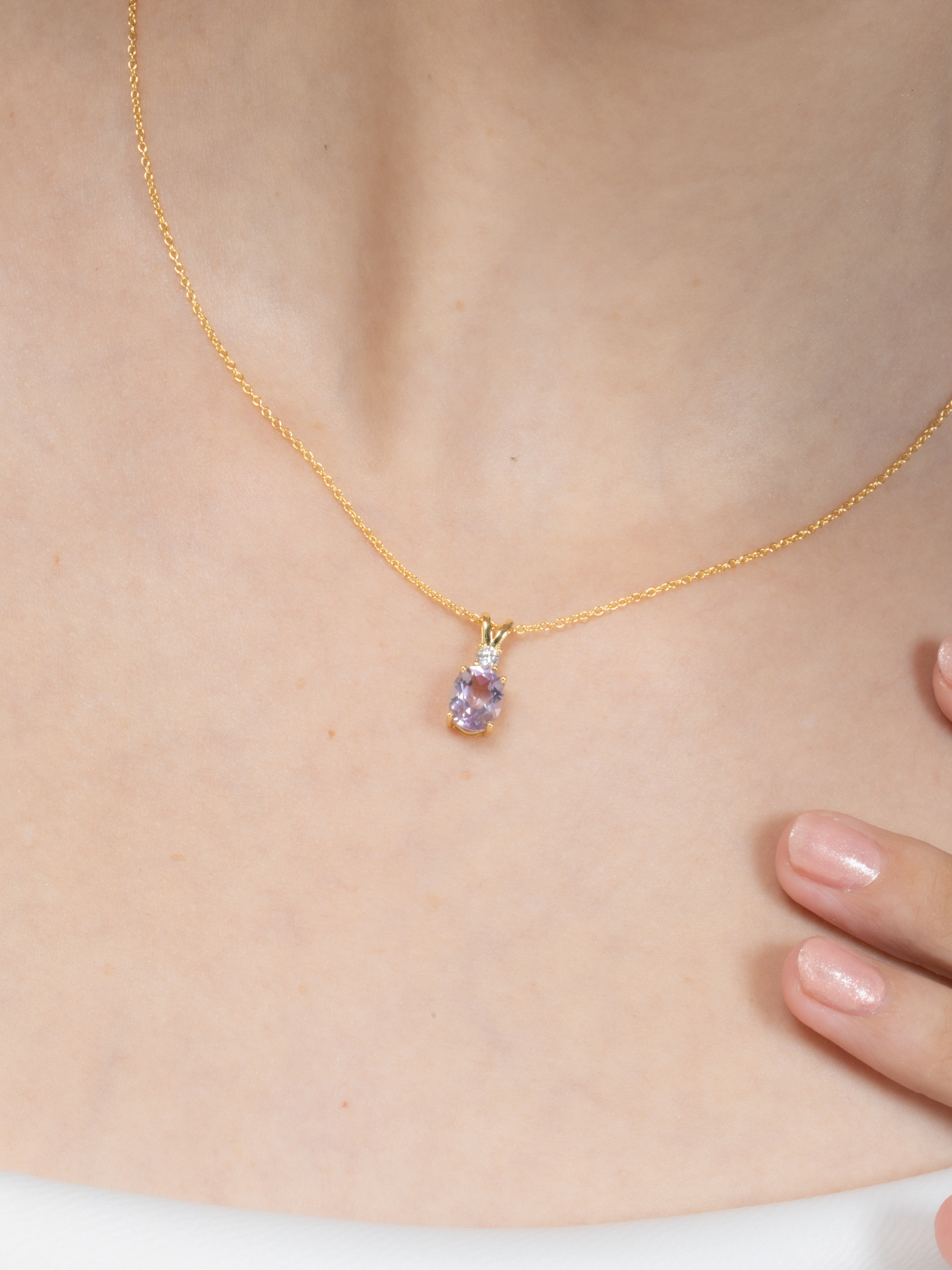 Lavender Amethyst Pendant Necklace in 18k Gold Vermeil