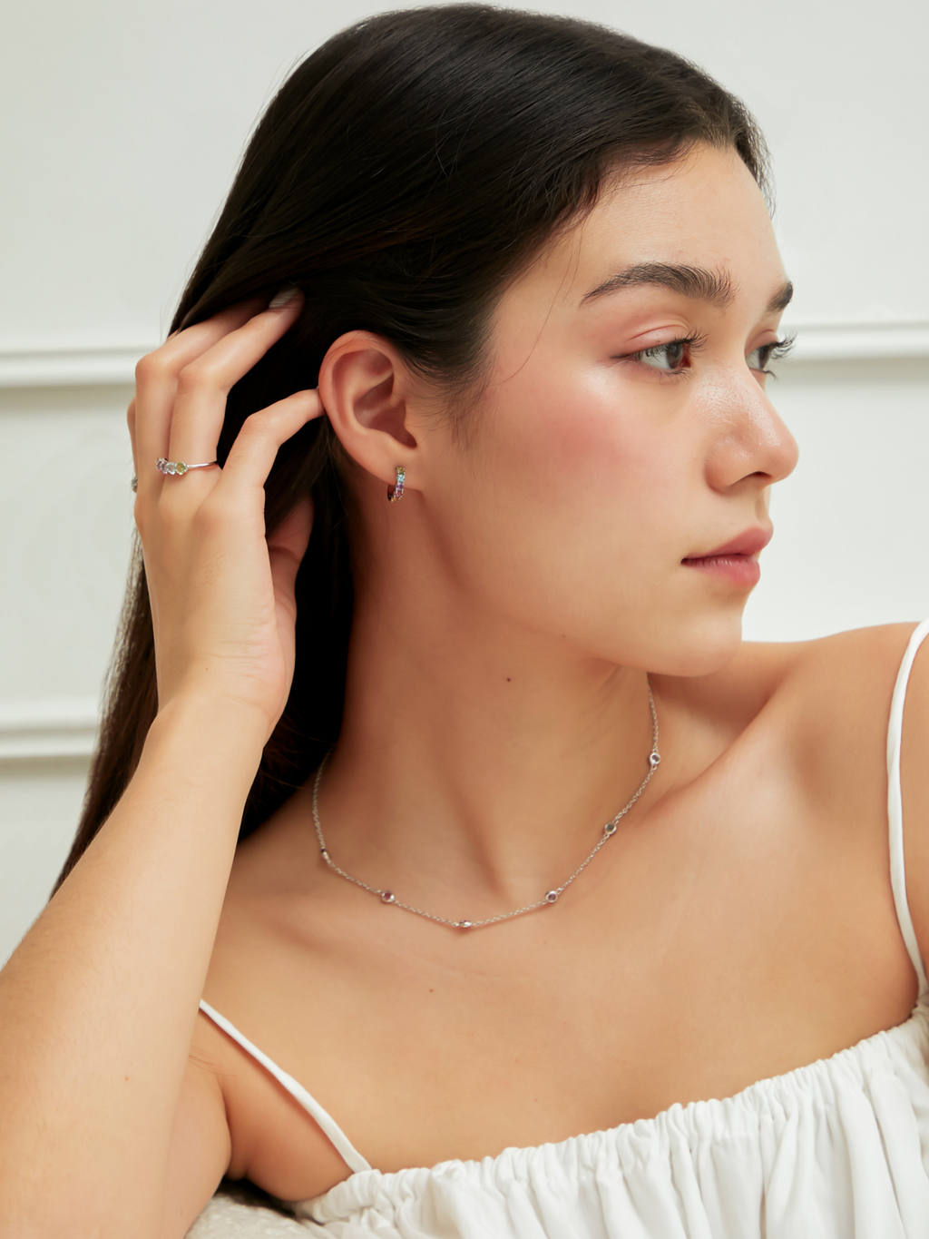 Rainbow Gemstone Necklace in 18k Gold Vermeil