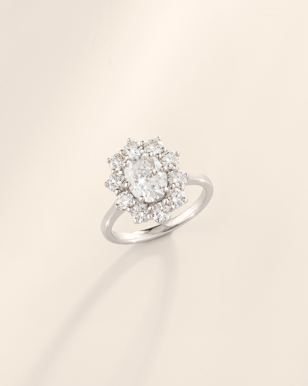2.5 ct Oval Moissanite Halo Engagement Ring in Sterling Silver