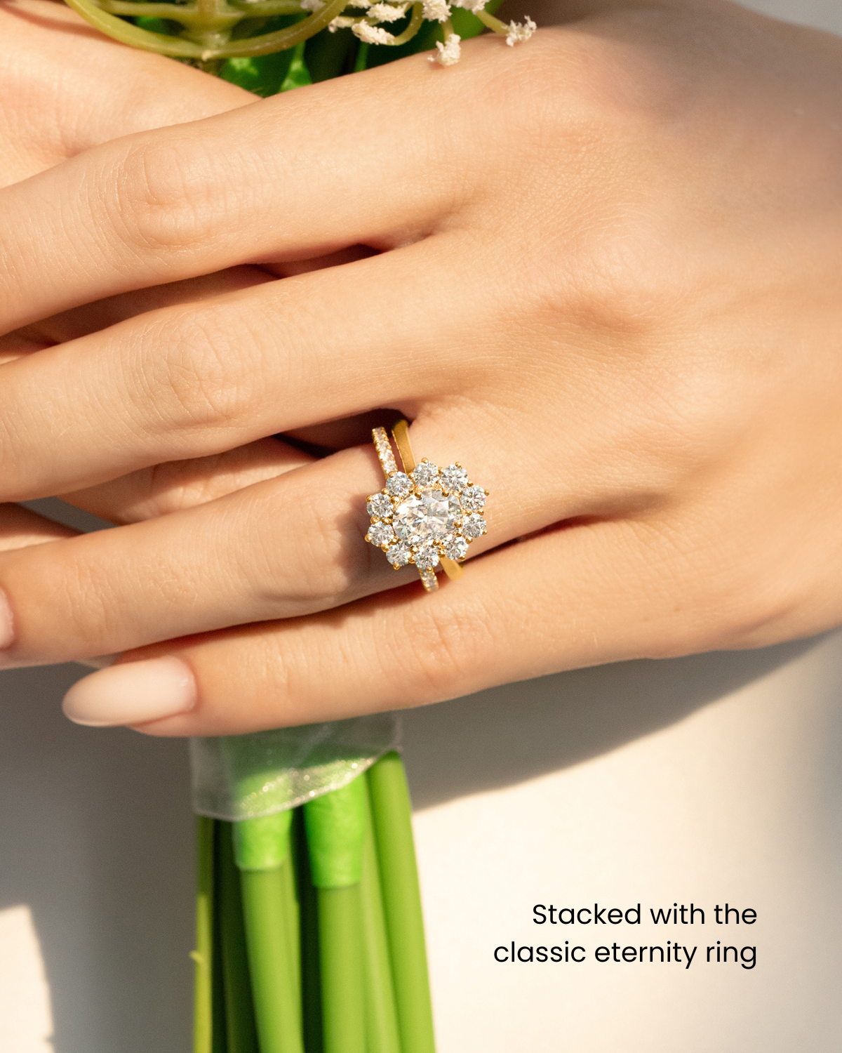2.5 ct Oval Moissanite Halo Engagement Ring in 18k Gold Vermeil