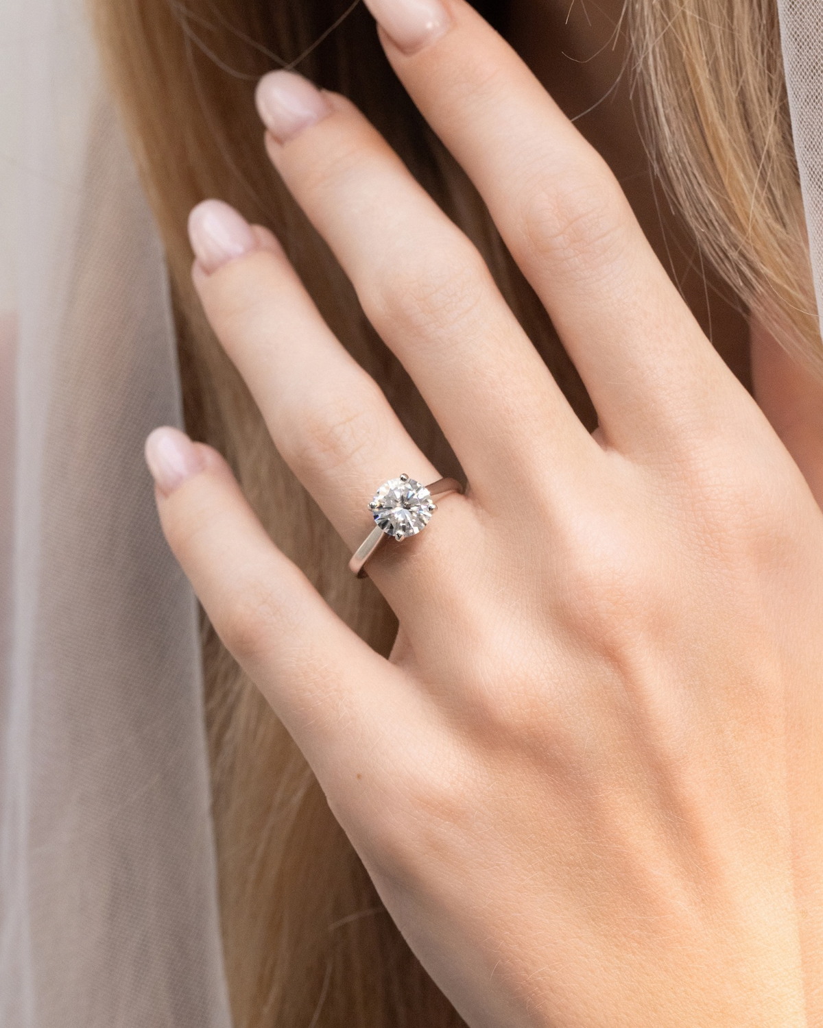 2 ct Round Solitaire Moissanite Engagement Ring in Sterling Silver