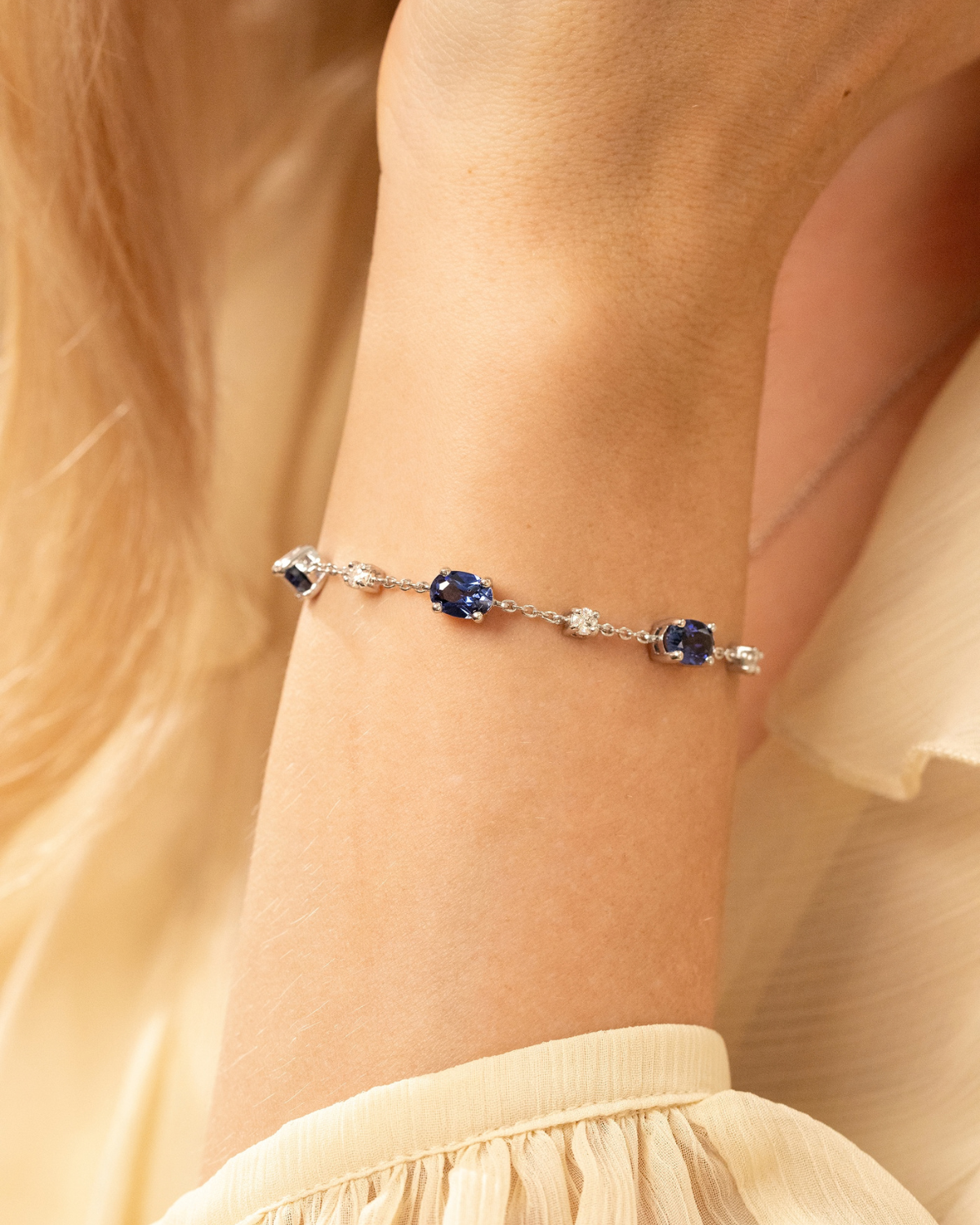 Blue Sapphire Bracelet in Sterling Silver