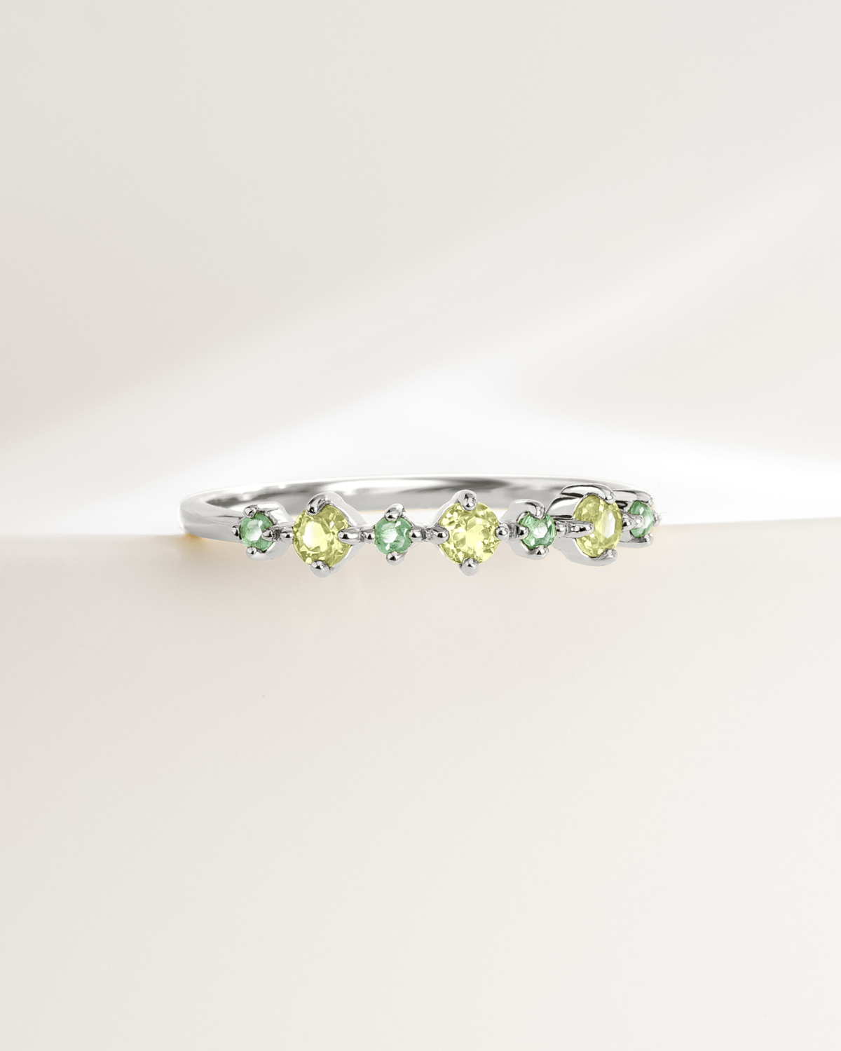 Emerald & Peridot Stackable Half Eternity Band in Sterling Silver