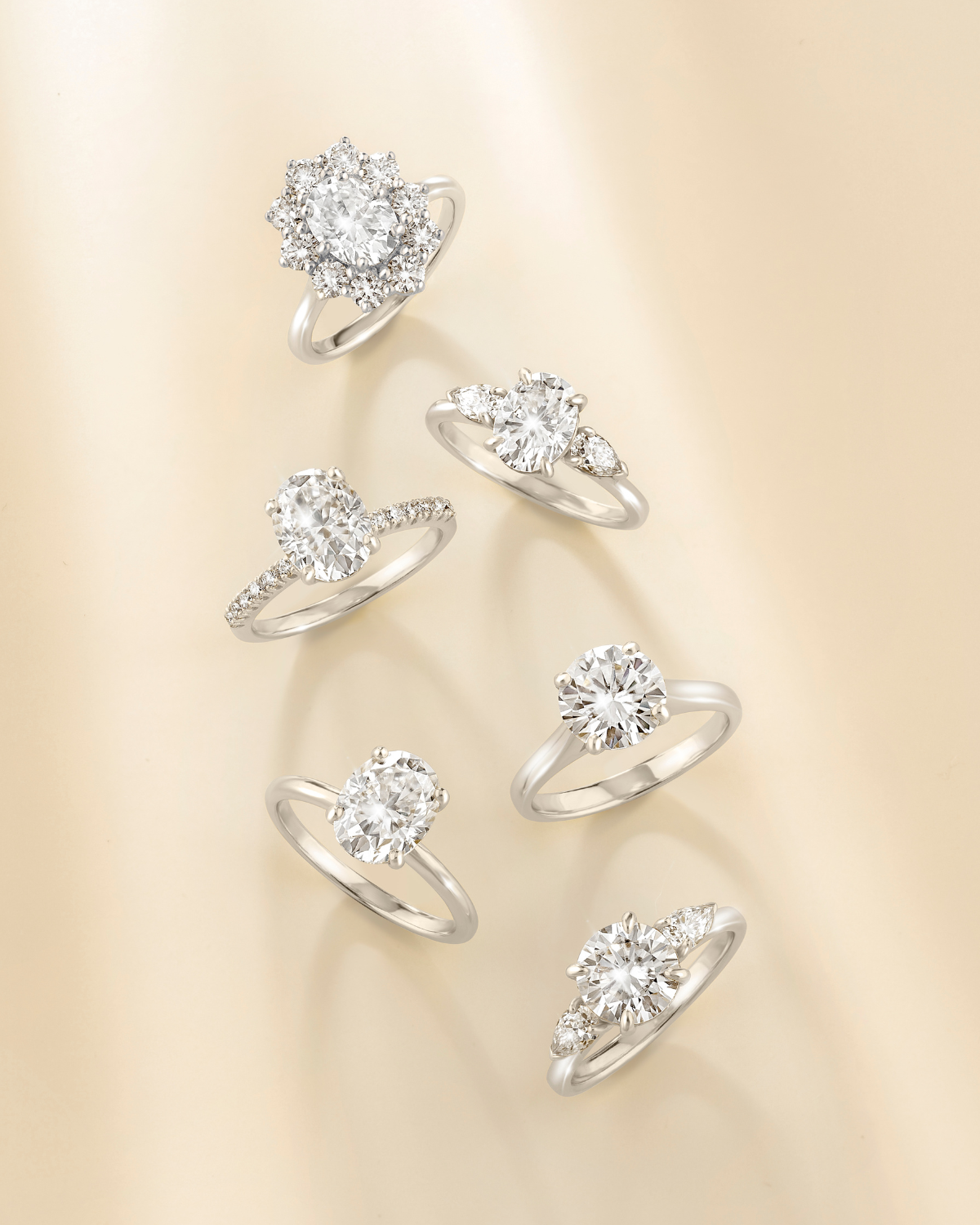 2.5 ct Oval Moissanite Halo Engagement Ring in Sterling Silver