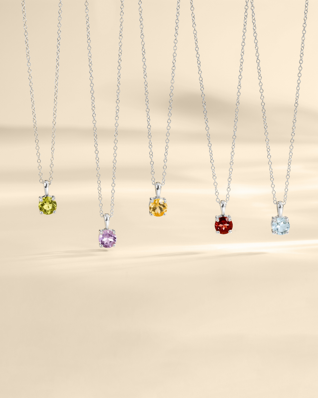 Citrine Solitaire Pendant Necklace in Sterling Silver