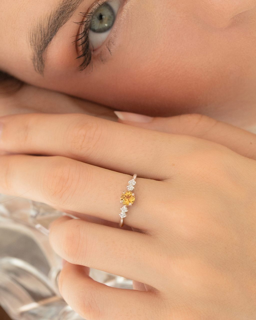 Citrine Five Stone Ring in Sterling Silver