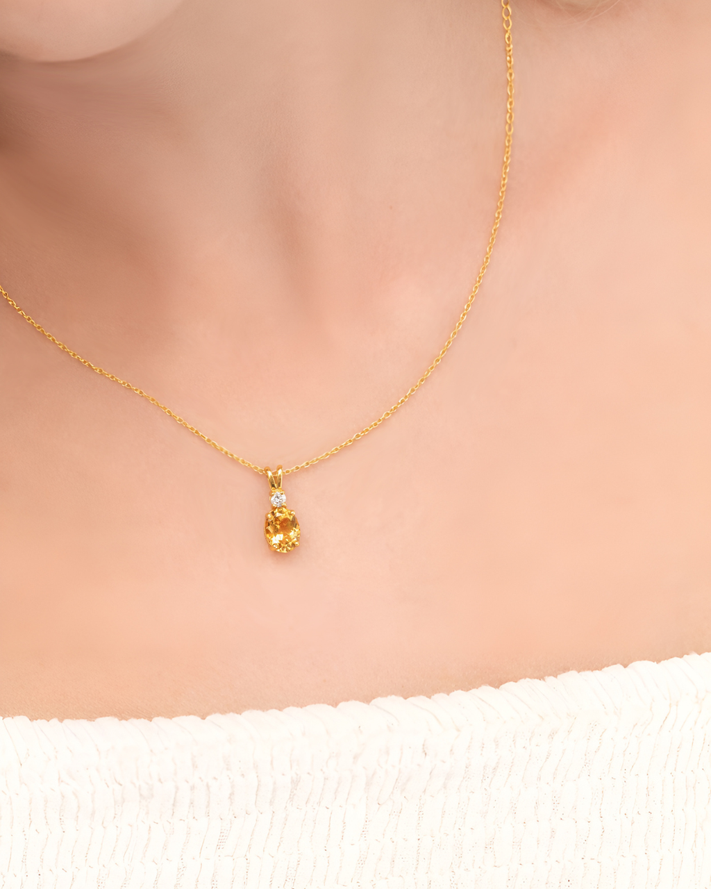 Citrine Pendant Necklace in 18k Gold Vermeil