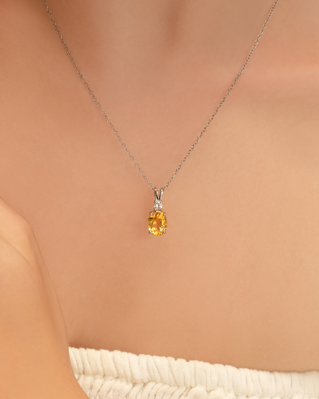 Citrine Pendant Necklace in Sterling Silver