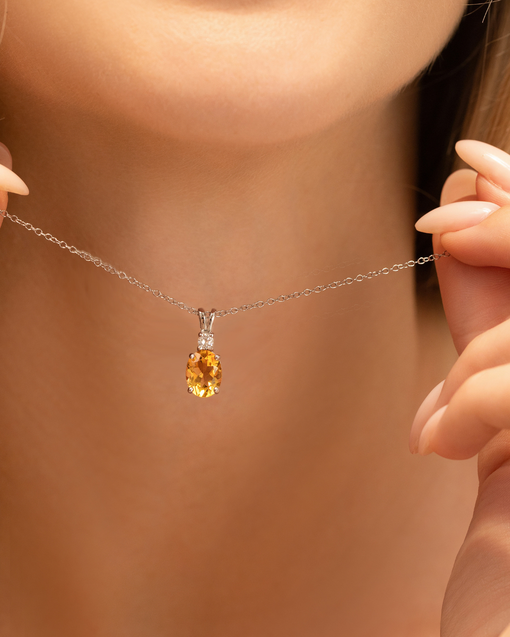 Citrine Pendant Necklace in Sterling Silver