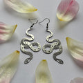 Cool quirky silver stainless steel statement celestial these moon star snake drop dangle earrings